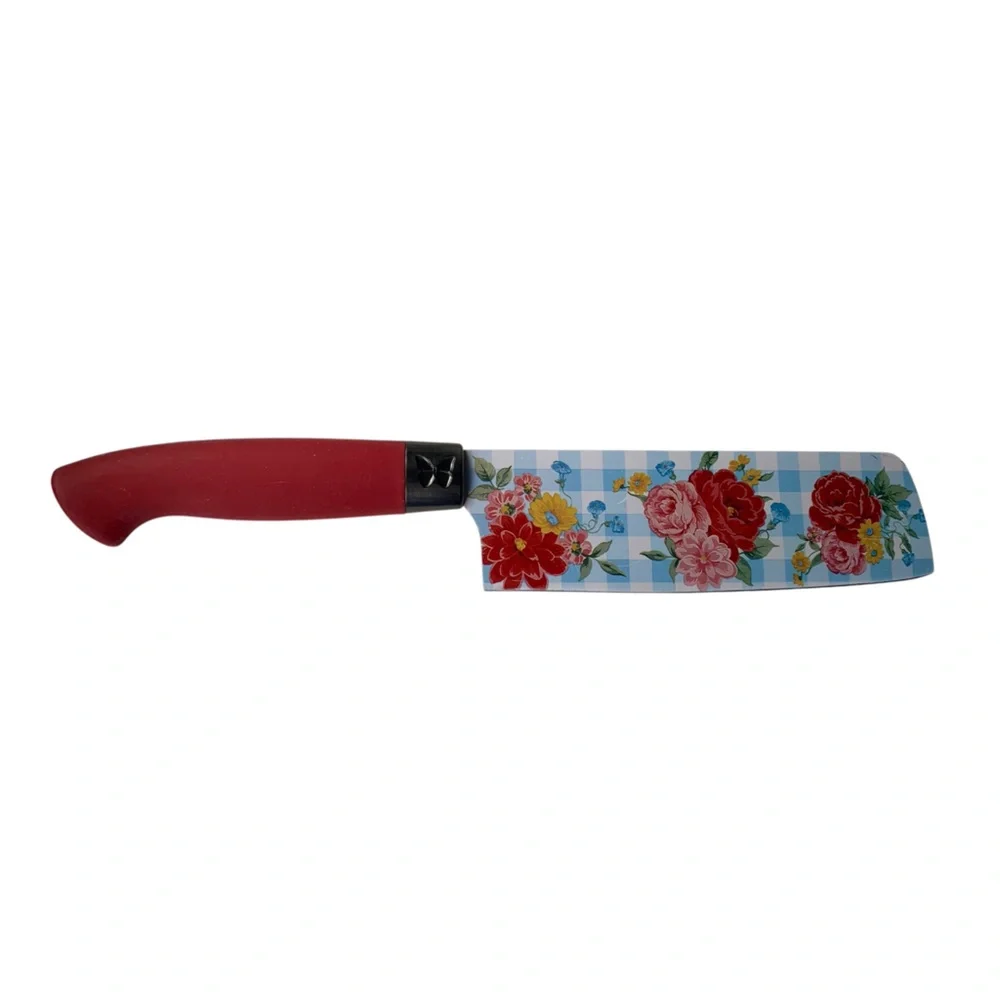 PIONEER WOMAN Floral Sweet Rose Knife Red Handle Kitchen Cooking Cutlery Tool